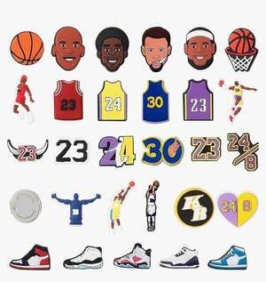 30pcs Basketball Shoes Charms for Boys, Unduplicated for Gift Decor PVC Sports f